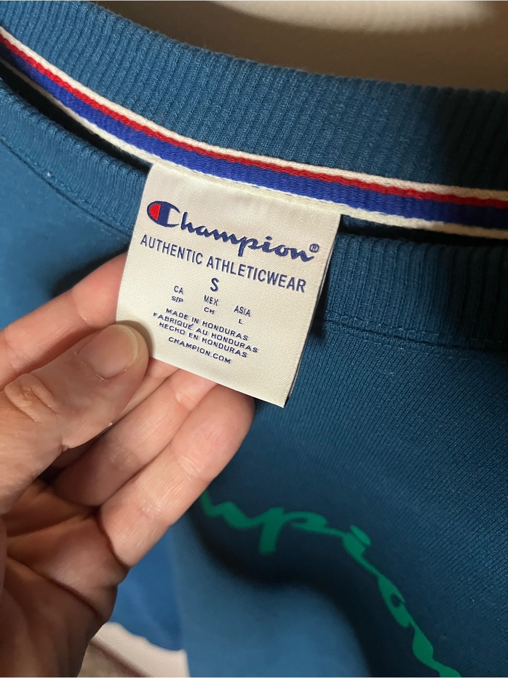 Champion Authentic Athleticwear Teal Blue Logo Crewneck Sweatshirt Womens Small - Picture 2 of 5